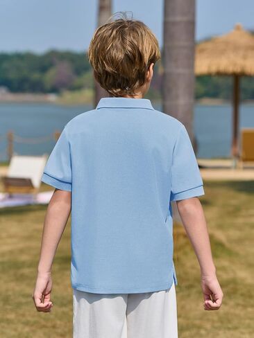 Haloumoning Boys Short Sleeve Pique Polo Shirt School Uniform Shirts for Kids 5-14 Years in Kuwait