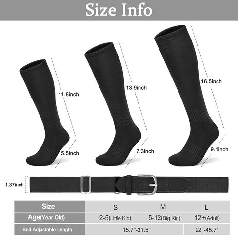 YSense Baseball Socks for Youth, Softball Soccer Calf Tube Socks & Belt Combo Set for Boys Girls Women Men School Sports in Saudi Arabia