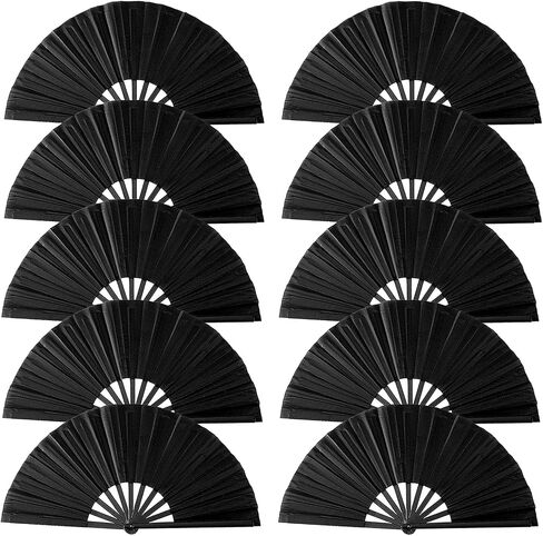 Oncpcare 10 Pcs Boots on The Ground Hand Fan Bulk, Folding Popping Clacking Fans for Line Dancing (Black) in Saudi Arabia