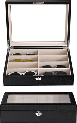 Sunglasess Organizer 12 Slot Wood Glasses Case for Women Men, Eyeglasses Storage Box, Sunglasses Holder Display in Kuwait