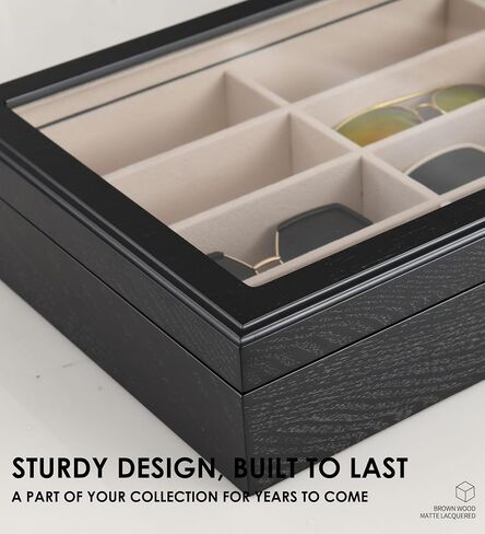 Sunglasess Organizer 12 Slot Wood Glasses Case for Women Men, Eyeglasses Storage Box, Sunglasses Holder Display in Kuwait
