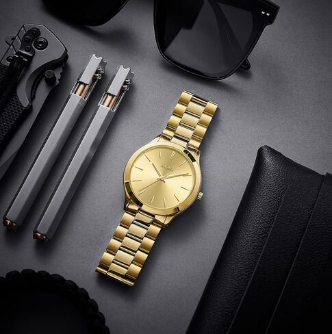 BUREI Men Watches Fashion Analog Stainless Steel Quartz Waterproof Watches,Gift for Men. in Kuwait