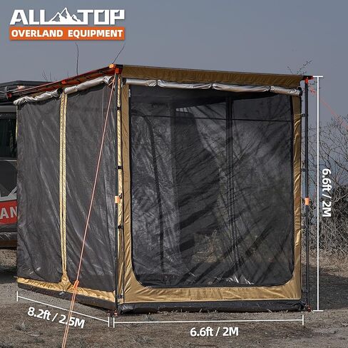 ALL-TOP Awning Room with Floor 6.6' x 8.2' Rip-Stop 420D Oxford Awning Tent with Bug-Resistance Mesh, Waterproof Sun Shelter for Overland, Camping(Room Only) in Kuwait