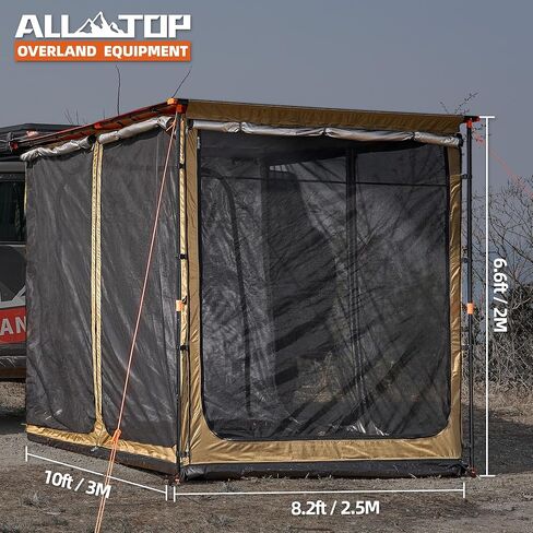 ALL-TOP Awning Room with Floor 6.6' x 8.2' Rip-Stop 420D Oxford Awning Tent with Bug-Resistance Mesh, Waterproof Sun Shelter for Overland, Camping(Room Only) in Kuwait