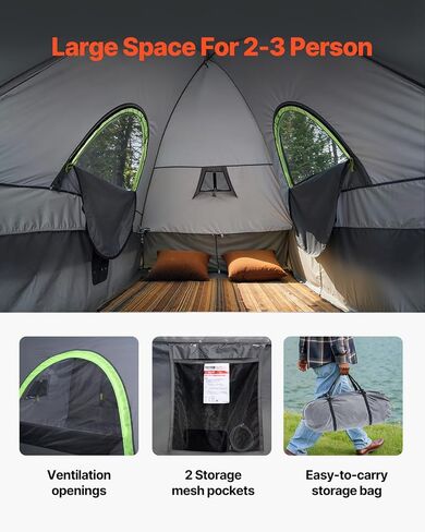 VEVOR Pickup Truck Tent, Fits 5.0-8.2 ft Truck Tents for Camping, Waterproof PU2000 mm 2-3 Person Sleeping Truck Bed Tent, Sturdy Truck Bed Camper Shell with Expandable Awning, Rainfly, Storage Bag in Saudi Arabia