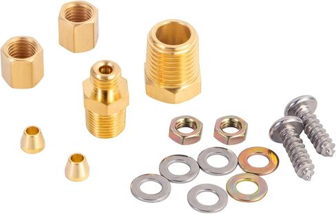 7-153 Oil Pressure Gauge Kit Universal Fit with Copper Tube and Threaded Parts, Chrome,Black in Kuwait
