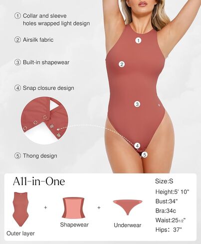 Popilush Body Suits for Womens - Sleeveless Crew Neck Tank Top - Tummy Control Shapewear Bodysuit - Going Out Tops in Kuwait