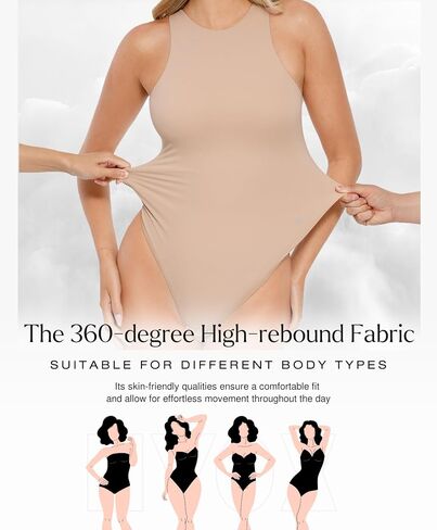 Popilush Body Suits for Womens - Sleeveless Crew Neck Tank Top - Tummy Control Shapewear Bodysuit - Going Out Tops in Kuwait