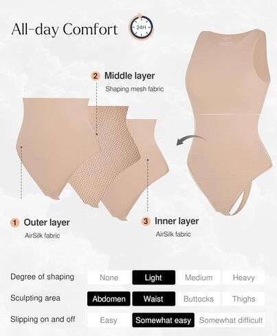 Popilush Body Suits for Womens - Sleeveless Crew Neck Tank Top - Tummy Control Shapewear Bodysuit - Going Out Tops in Kuwait