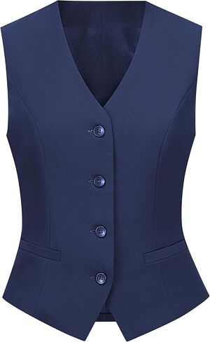Suit Vest for Women V Neck Button Down Sleeveless Business Casual Vest Tops Waistcoat Blazer Dressy Vests in Saudi Arabia