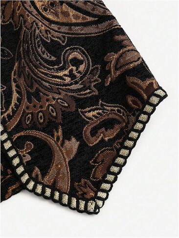 Verdusa Women's Western Boho Open Front V Neck Sleeveless Jacquard Tops Cow Girl Boho Vest Jacket in Kuwait