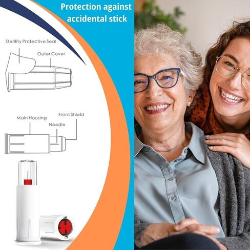 أطراف قلم أمان ONE-CARE Duo 30 جم × 3/16 بوصة (5 مم)، حماية مزدوجة الدرع، ملاءمة عالمية، معقمة، 100/bx in Kuwait