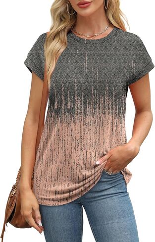 Alaroo Womens Summer Tops Short Sleeve Shirts Crew Neck Cute Trendy Tunic Blouses (S-3XL) in Saudi Arabia