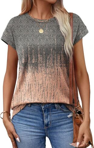 Alaroo Womens Summer Tops Short Sleeve Shirts Crew Neck Cute Trendy Tunic Blouses (S-3XL) in Saudi Arabia