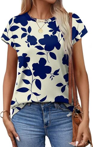 Alaroo Womens Summer Tops Short Sleeve Shirts Crew Neck Cute Trendy Tunic Blouses (S-3XL) in Saudi Arabia