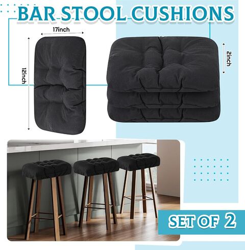 Marsui 2pcs 17x12 Inch Soft Stool Covers Rectangle Bar Stool Cushions with Elastic Band Padded Seat Covers Nonslip Washable Counter Cushions Saddle Seat for Chairs Slipcovers in Kuwait