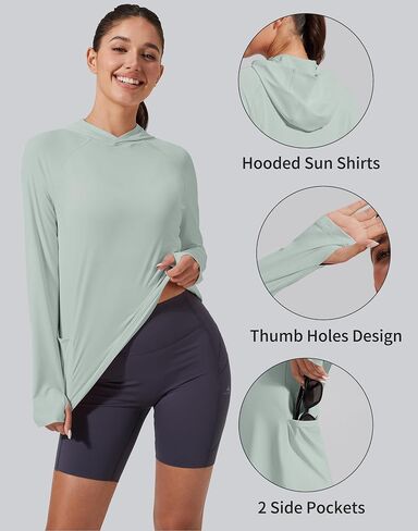 Pioneer Camp Womens UPF 50+ Sun Protection Hoodie Shirt with Pockets Long Sleeve Fishing Hiking Outdoor UV Shirts Lightweight in Saudi Arabia