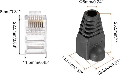 PATIKIL RJ45 Cat6 Connectors RJ45 Ends 8P8C Modular Plug Pass Through Connector with White Boots Cover for Ethernet Network Cable, Pack of 20 in Saudi Arabia