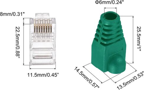 PATIKIL RJ45 Cat6 Connectors RJ45 Ends 8P8C Modular Plug Pass Through Connector with White Boots Cover for Ethernet Network Cable, Pack of 20 in Kuwait