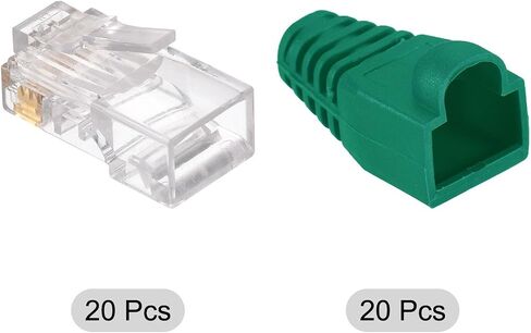 PATIKIL RJ45 Cat6 Connectors RJ45 Ends 8P8C Modular Plug Pass Through Connector with White Boots Cover for Ethernet Network Cable, Pack of 20 in Kuwait