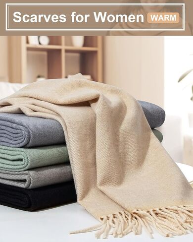 Winter Women's Soft & Warm Solid Color Oversized Scarf, Thick & Cozy Large Blanket Shawl for Cold Weather in Saudi Arabia