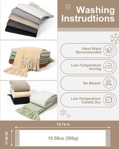 Winter Women's Soft & Warm Solid Color Oversized Scarf, Thick & Cozy Large Blanket Shawl for Cold Weather in Saudi Arabia
