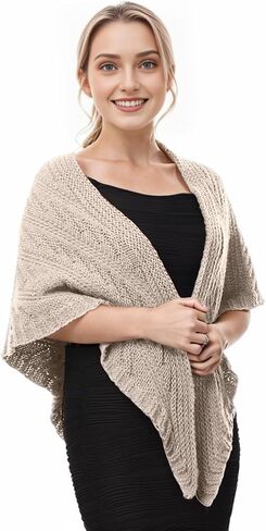 FAD-4U Women Winter Warm Scarf Medieval Vintage Knitted Cosy Wrap Shawl Warm Ladies Sweater Triangular Scarves Cape in Kuwait