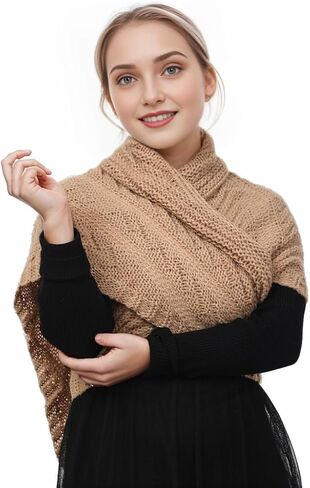 FAD-4U Women Winter Warm Scarf Medieval Vintage Knitted Cosy Wrap Shawl Warm Ladies Sweater Triangular Scarves Cape in Kuwait