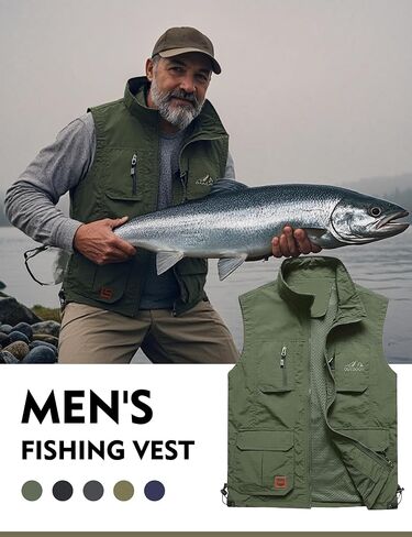 Flygo Men's Lightweight Outdoor Travel Work Fishing Vest with Multi-Pockets in Saudi Arabia