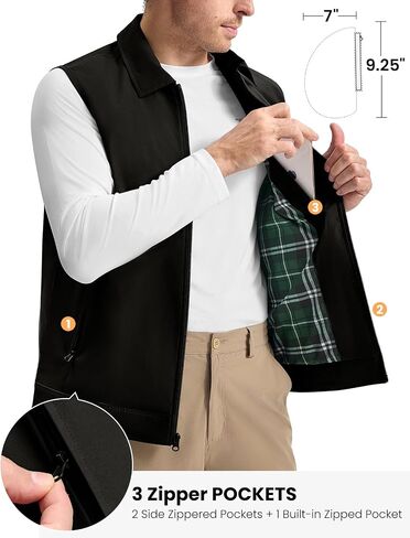 TBMPOY Men's Vest Casual Outerwear Lightweight 3 Zip Pockets Golf Sleeveless Jackets Summer Fall Full Zip Vest Travel in Saudi Arabia