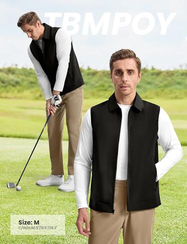 TBMPOY Men's Vest Casual Outerwear Lightweight 3 Zip Pockets Golf Sleeveless Jackets Summer Fall Full Zip Vest Travel in Saudi Arabia