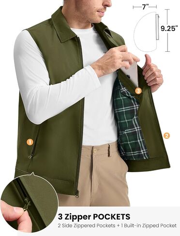 TBMPOY Men's Vest Casual Outerwear Lightweight 3 Zip Pockets Golf Sleeveless Jackets Summer Fall Full Zip Vest Travel in Saudi Arabia