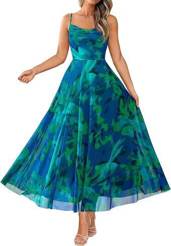 BTFBM Women Summer Floral Maxi Dresses Elegant Spaghetti Strap Dress Printed Party Dress Beach Long Dresses in Saudi Arabia