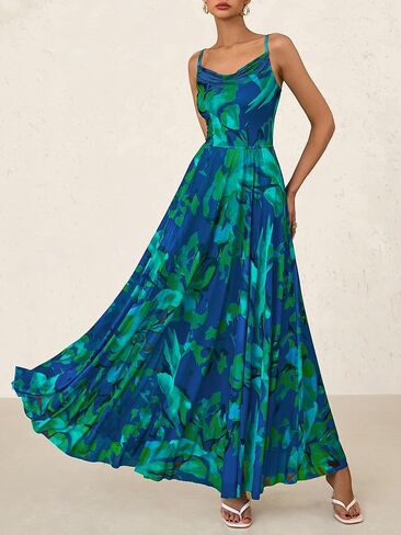 BTFBM Women Summer Floral Maxi Dresses Elegant Spaghetti Strap Dress Printed Party Dress Beach Long Dresses in Saudi Arabia