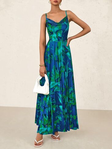 BTFBM Women Summer Floral Maxi Dresses Elegant Spaghetti Strap Dress Printed Party Dress Beach Long Dresses in Saudi Arabia