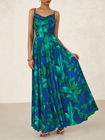 BTFBM Women Summer Floral Maxi Dresses Elegant Spaghetti Strap Dress Printed Party Dress Beach Long Dresses in Saudi Arabia