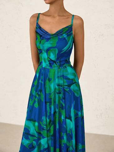 BTFBM Women Summer Floral Maxi Dresses Elegant Spaghetti Strap Dress Printed Party Dress Beach Long Dresses in Saudi Arabia