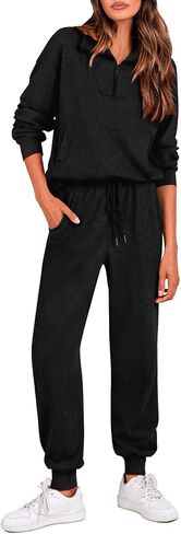 BTFBM Women's 2 Piece Tracksuit Fall Outfits 2025 Long Sleeve Half Zip Sweatshirt Sweatpants Lounge Set Sweatsuits in Saudi Arabia