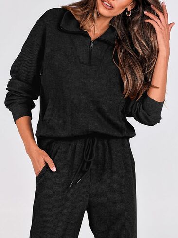 BTFBM Women's 2 Piece Tracksuit Fall Outfits 2025 Long Sleeve Half Zip Sweatshirt Sweatpants Lounge Set Sweatsuits in Saudi Arabia