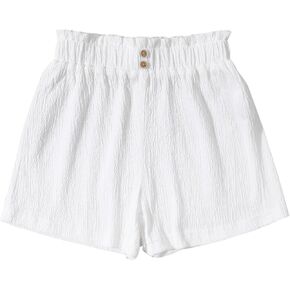 Girls' Casual Ruffled Paperbag Waist Shorts Elastic Summer Wide Leg Shorts