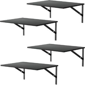 Deep Floating Wall Shelves - 4 Sets of 12 Inch Wide Black Wood Shelves for Bathroom, Bedroom, Kitchen, Living Room in Kuwait