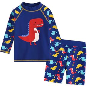 AIWUHE Toddler Boys Swimsuit 2 Piece Rash Guard Swimsuits with Swim Trunk Long Sleeve Bathing Suit Sunsuit Swimwear Sets 1-7Y