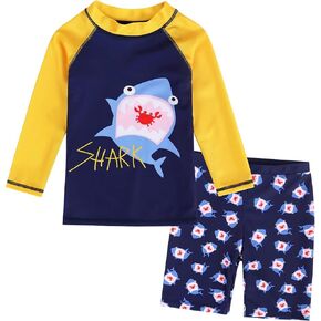 Aiwuhe Toddler Boys Swimsuit 2 قطعة واقي من السباحة يربح مع جذع السباحة بدلة الاستحمام طويلة الأكمام in Kuwait