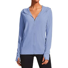 COOrun Women's UPF 50+ Sun Protection Hoodie Jackets Full Zip Long Sleeve Active Shirts Outdoor Hiking Running