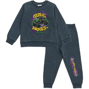 Monster Jam Fleece Sweatshirt and Jogger Pants Outfit Set Toddler to Big Kid Grave Digger
