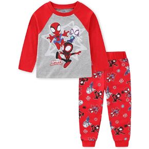 Marvel Spidey & His Amazing Friends Boys 2 Piece Long Sleeve Shirt and French Terry Pants Set for Toddlers