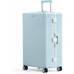 Nobl Travel Zipperless Check In Suitcase - Aluminum Frame, Check In luggage 30.25x20x12 Airline Approved by Noble Travel - Unbreakable Polycarbonate Shell - Dual TSA Locks, 360° Spinner Wheels - Black