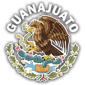 ملصق Edward & Co x2 GTO ملصق Guanajuato بعلم المكسيكي Eagle States Aguila لنافذة السيارة والكمبيوتر المحمول الفينيل Escudo Bumper Truck 4.2 بوصة (GTO Guanajuato)