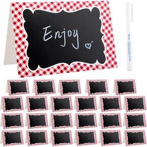 24pcs زخارف حفلة النزهة 4 × 6 بوصة للحفلات الحزب ، السبورة ، مزدوجة الجانبين باللون الأحمر المصغر لعلامات للرسالة الغذائية نزهة شواء استحمام الطفل زفاف حفل زفاف حفل الزفاف
