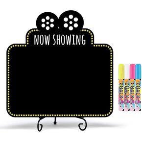 إكسسوارات ليلية للأفلام ، التي تعرض الآن ديكور مسرح عائلة Blackboard للمنزل ، الحفلات الخارجية والأفلام ، مع واحدة من الطباشير ، وحامل واحد معدني و 4 علامات الطباشير